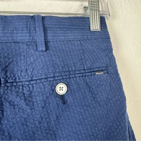 Polo Ralph Lauren Shorts Chino Flat Front Dress Navy Blue Solid Dark Textured‎